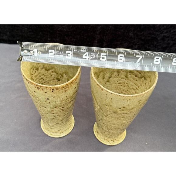 2 Handmade Stoneware Iced tea Style Drinking Glass Tumblers Speckled Glaze - Picture 5 of 11